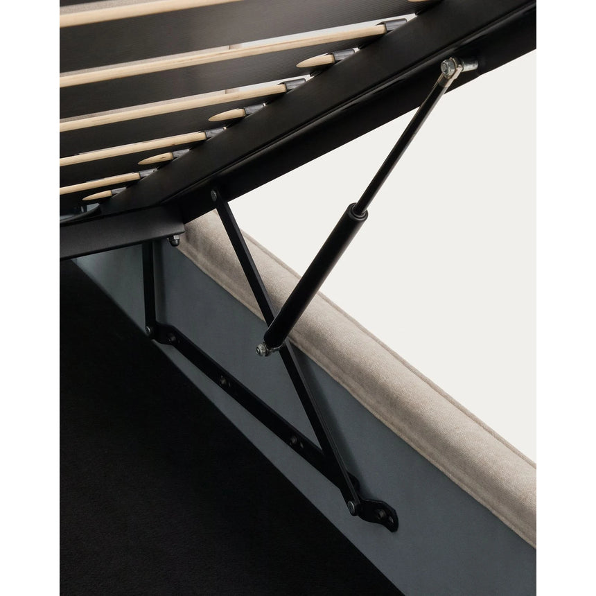Abziehbares Bett Arvian aus beigefarbener Chenille mit Klappbettkasten für eine Matratze von 160 x 200 cm von Kave Home – Produktbild 9