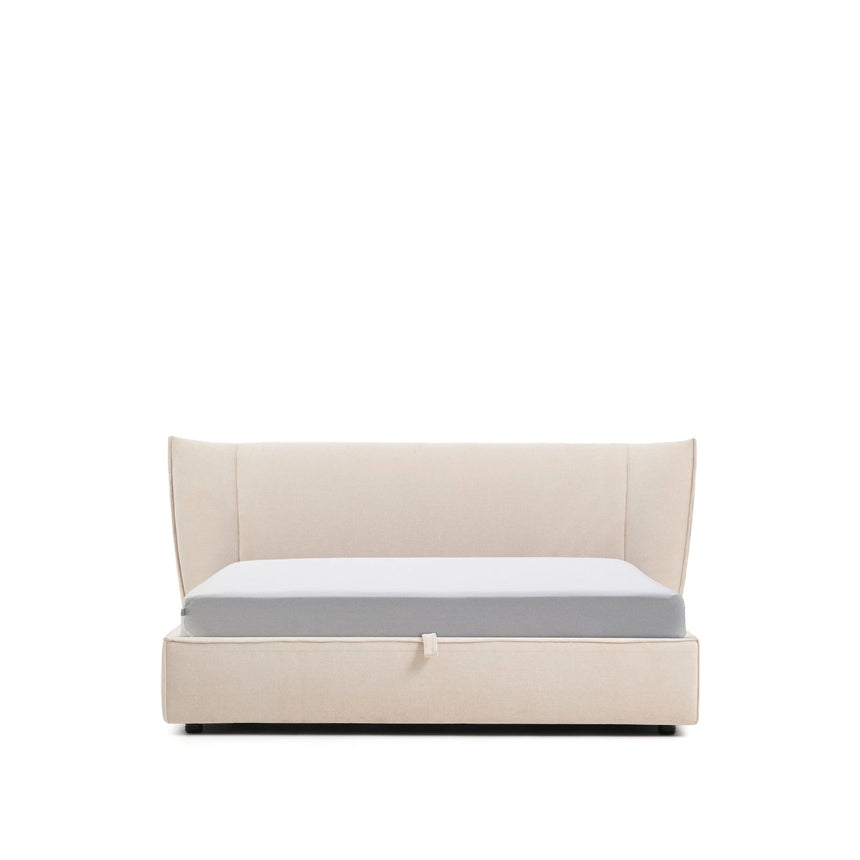 Abziehbares Bett Arvian aus beigefarbener Chenille mit Klappbettkasten für eine Matratze von 180 x 200 cm von Kave Home – Produktbild 1