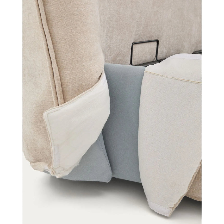 Abziehbares Bett Arvian aus beigefarbener Chenille mit Klappbettkasten für eine Matratze von 180 x 200 cm von Kave Home – Produktbild 10
