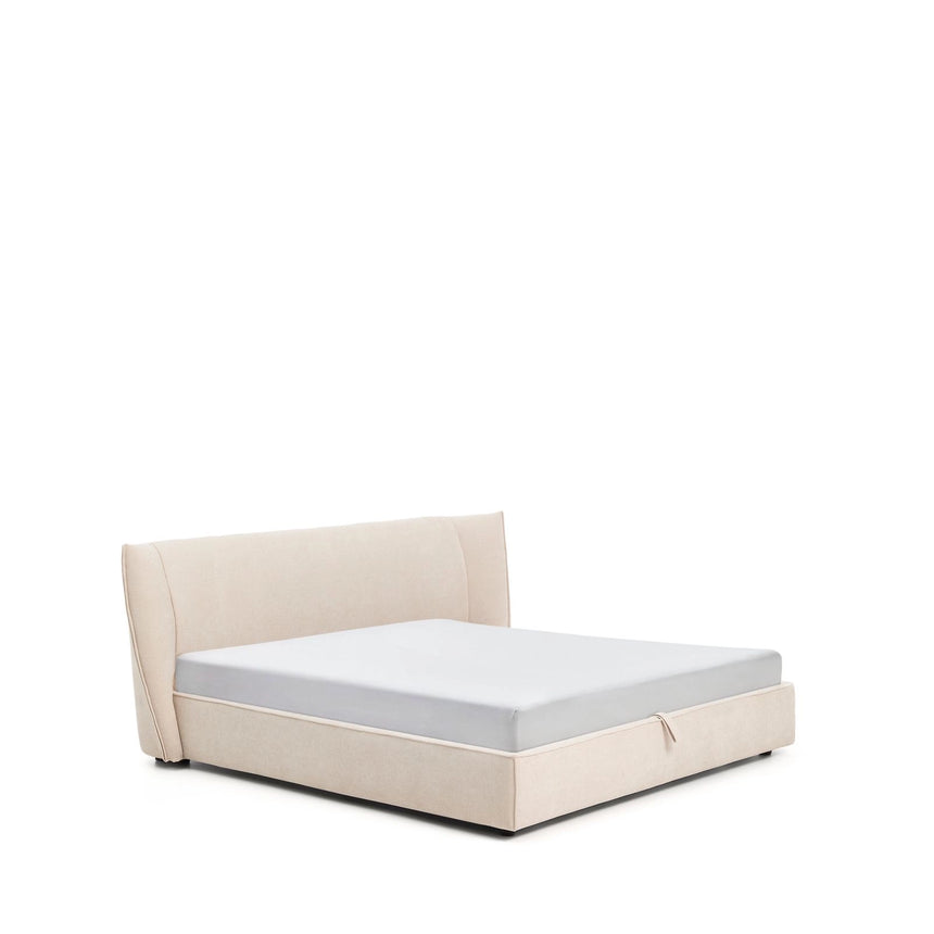 Abziehbares Bett Arvian aus beigefarbener Chenille mit Klappbettkasten für eine Matratze von 180 x 200 cm von Kave Home – Produktbild 4