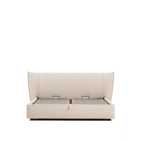 Abziehbares Bett Arvian aus beigefarbener Chenille mit Klappbettkasten für eine Matratze von 180 x 200 cm von Kave Home – Produktbild 5