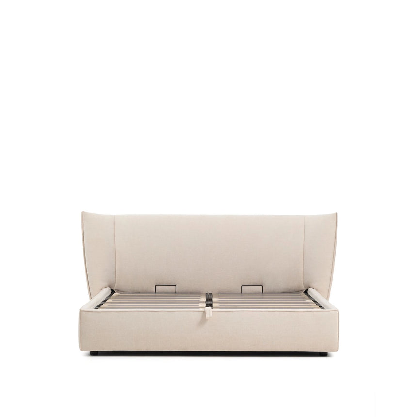 Abziehbares Bett Arvian aus beigefarbener Chenille mit Klappbettkasten für eine Matratze von 180 x 200 cm von Kave Home – Produktbild 5