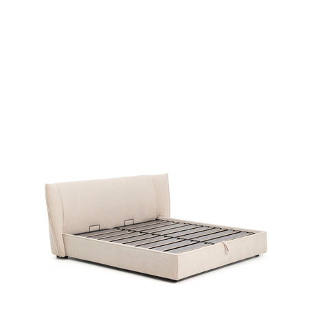 Abziehbares Bett Arvian aus beigefarbener Chenille mit Klappbettkasten für eine Matratze von 180 x 200 cm von Kave Home – Produktbild 6