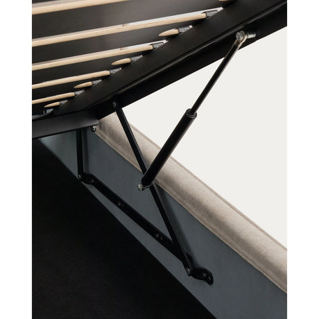 Abziehbares Bett Arvian aus beigefarbener Chenille mit Klappbettkasten für eine Matratze von 180 x 200 cm von Kave Home – Produktbild 9