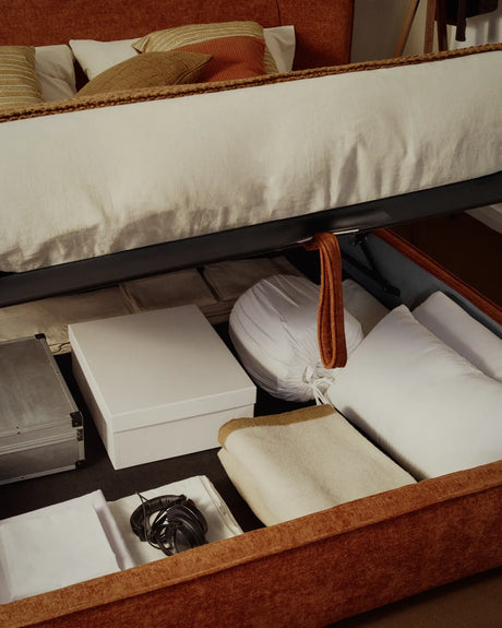 Abziehbares Bett Arvian aus terrakottafarbener Chenille mit Klappbettkasten für eine Matratze von 160 x 200 cm von Kave Home – Bild 3