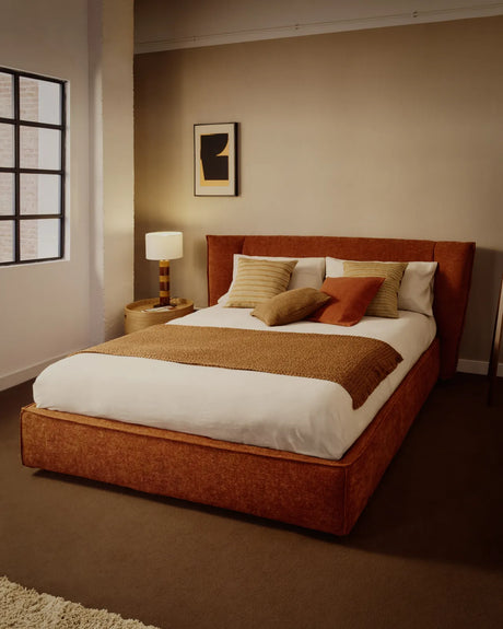 Abziehbares Bett Arvian aus terrakottafarbener Chenille mit Klappbettkasten für eine Matratze von 180 x 200 cm von Kave Home – Bild 2