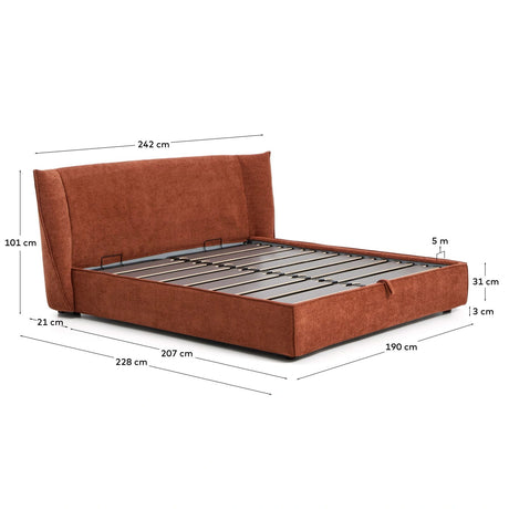 Abziehbares Bett Arvian aus terrakottafarbener Chenille mit Klappbettkasten für eine Matratze von 180 x 200 cm von Kave Home – Bild 5