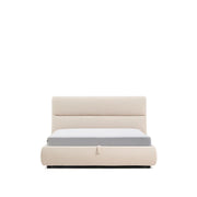 Abziehbares Bett Dafra aus beigefarbener Chenille mit Klappbettkasten für eine Matratze von 160 x 200 cm von Kave Home – Produktbild 1