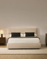 Abziehbares Bett Dafra aus beigefarbener Chenille mit Klappbettkasten für eine Matratze von 160 x 200 cm von Kave Home – Produktbild 2