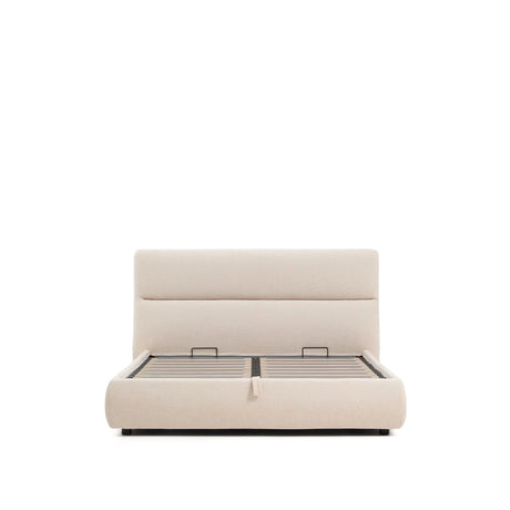 Abziehbares Bett Dafra aus beigefarbener Chenille mit Klappbettkasten für eine Matratze von 160 x 200 cm von Kave Home – Produktbild 6