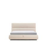 Abziehbares Bett Dafra aus beigefarbener Chenille mit Klappbettkasten für eine Matratze von 180 x 200 cm von Kave Home – Produktbild 1