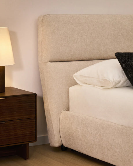 Abziehbares Bett Dafra aus beigefarbener Chenille mit Klappbettkasten für eine Matratze von 180 x 200 cm von Kave Home – Produktbild 3