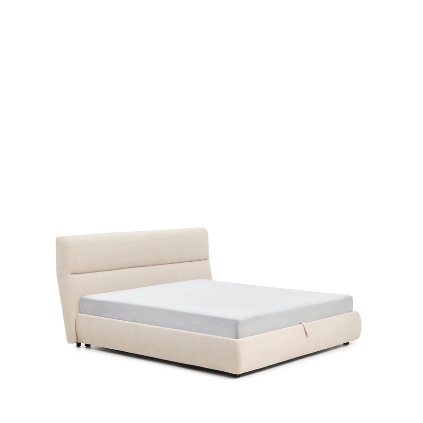Abziehbares Bett Dafra aus beigefarbener Chenille mit Klappbettkasten für eine Matratze von 180 x 200 cm von Kave Home – Produktbild 5
