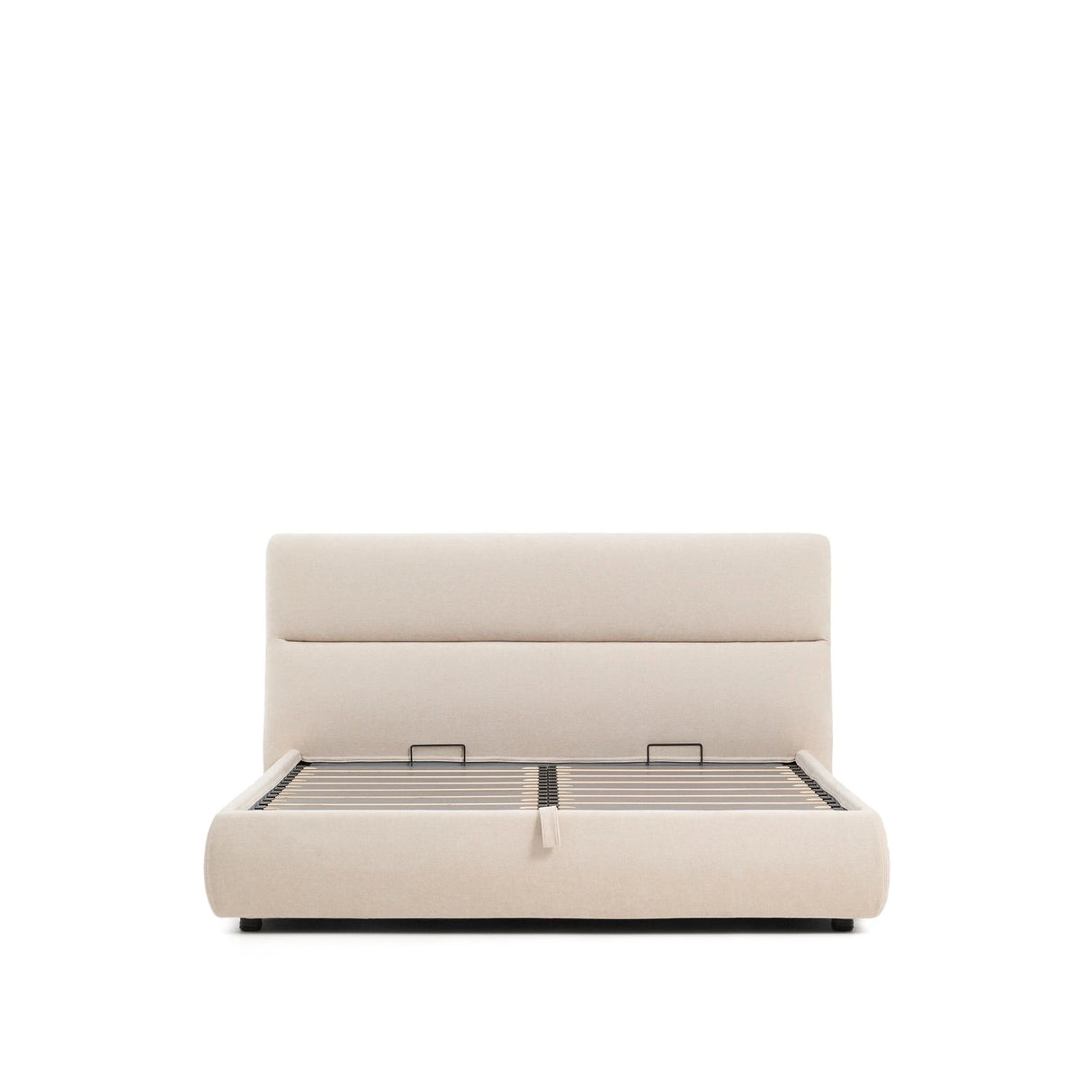 Abziehbares Bett Dafra aus beigefarbener Chenille mit Klappbettkasten für eine Matratze von 180 x 200 cm von Kave Home – Produktbild 6