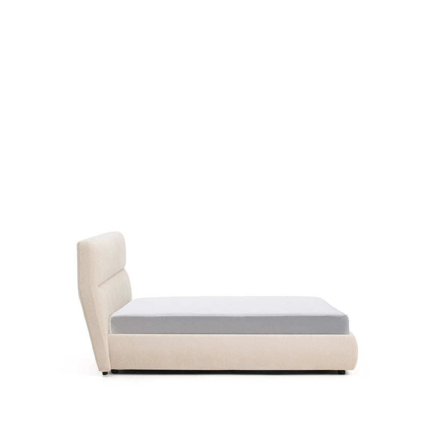 Abziehbares Bett Dafra aus beigefarbener Chenille mit Klappbettkasten für eine Matratze von 180 x 200 cm von Kave Home – Produktbild 9