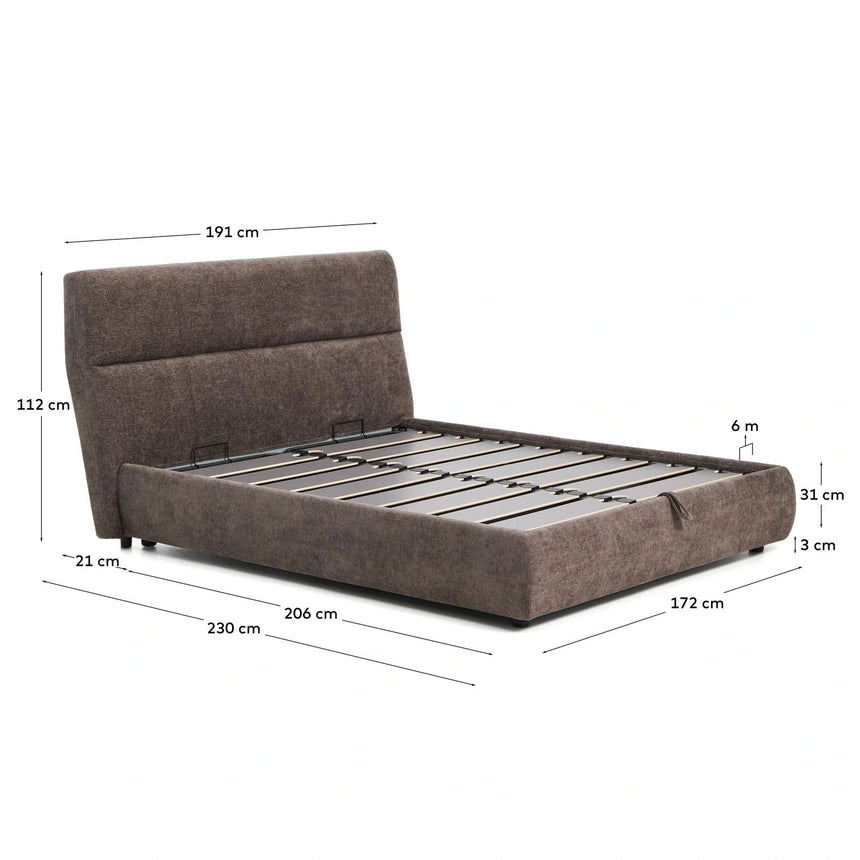 Abziehbares Bett Dafra aus dunkelbrauner Chenille mit Klappbettkasten für eine Matratze von 160 x 200 cm von Kave Home – Bild 5