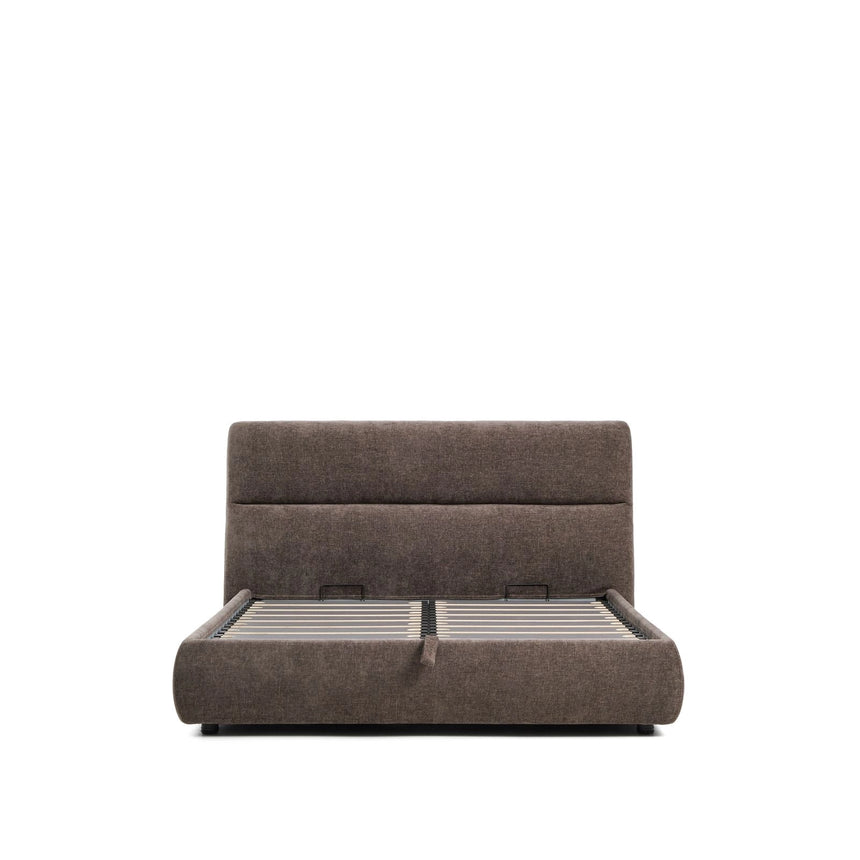 Abziehbares Bett Dafra aus dunkelbrauner Chenille mit Klappbettkasten für eine Matratze von 160 x 200 cm von Kave Home – Bild 7
