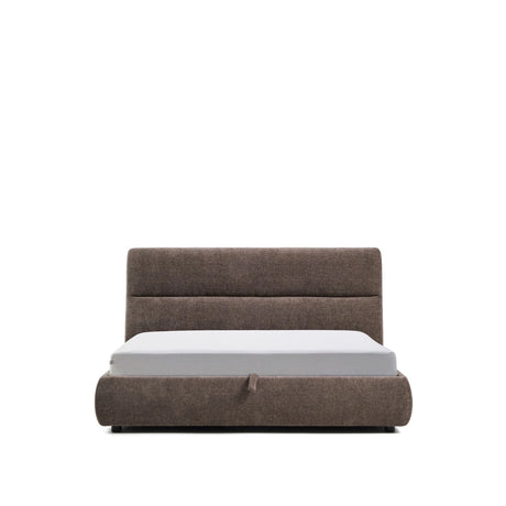 Abziehbares Bett Dafra aus dunkelbrauner Chenille mit Klappbettkasten für eine Matratze von 180 x 200 cm von Kave Home – Bild 1