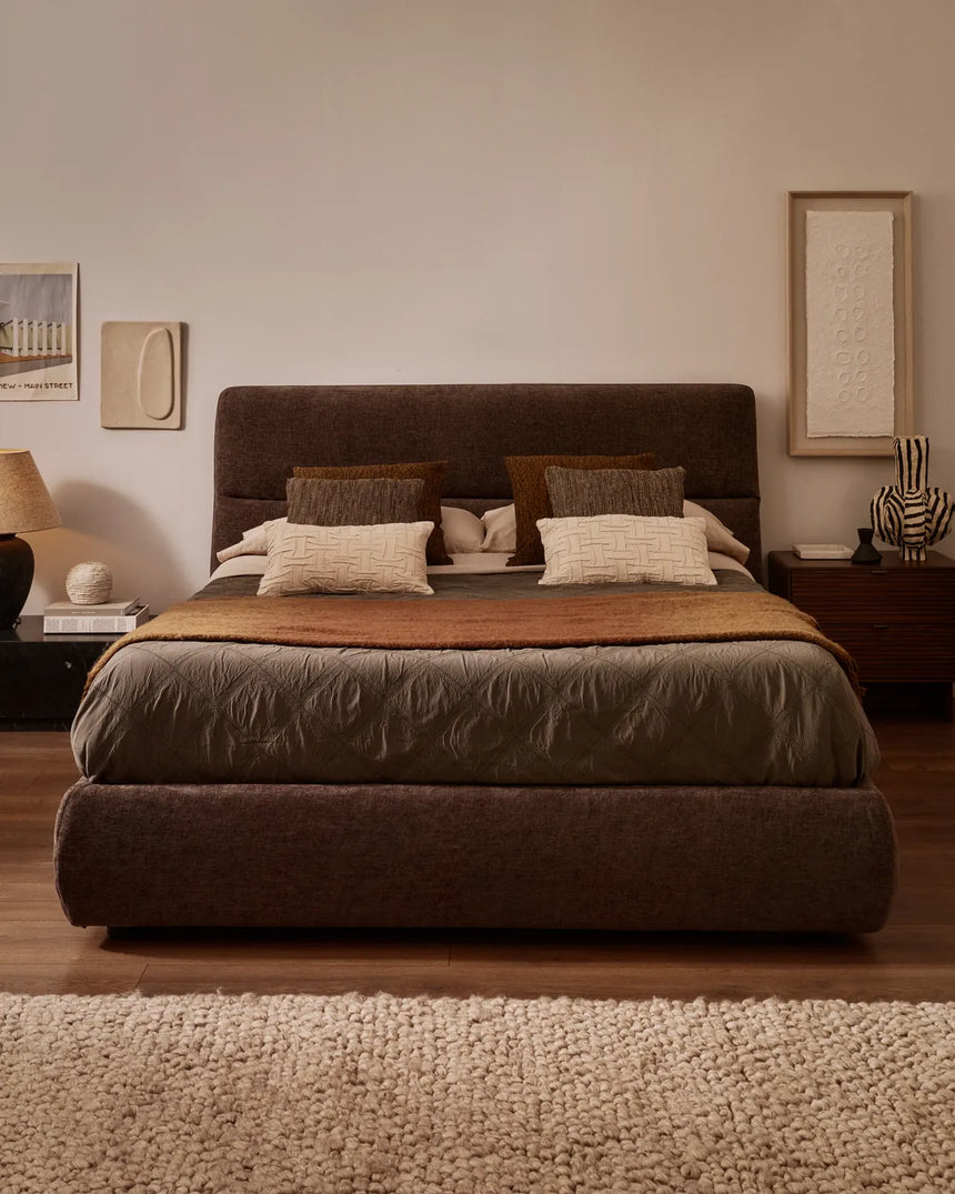 Abziehbares Bett Dafra aus dunkelbrauner Chenille mit Klappbettkasten für eine Matratze von 180 x 200 cm von Kave Home – Bild 2