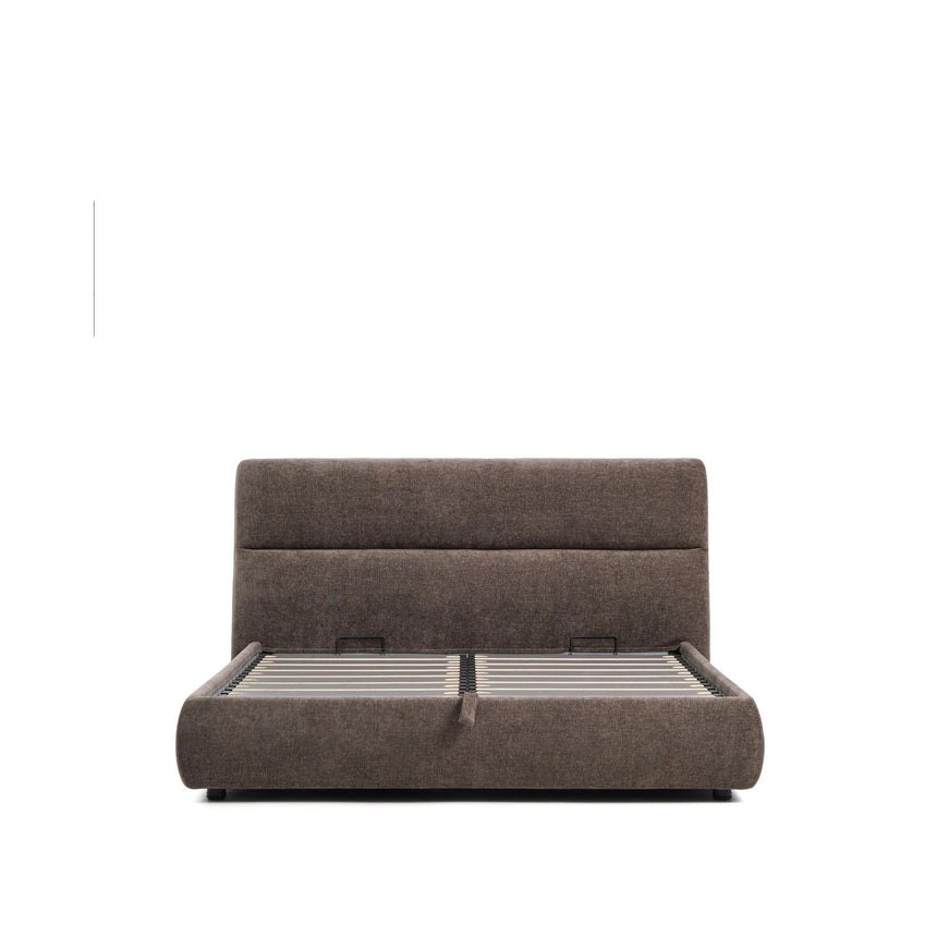 Abziehbares Bett Dafra aus dunkelbrauner Chenille mit Klappbettkasten für eine Matratze von 180 x 200 cm von Kave Home – Bild 7