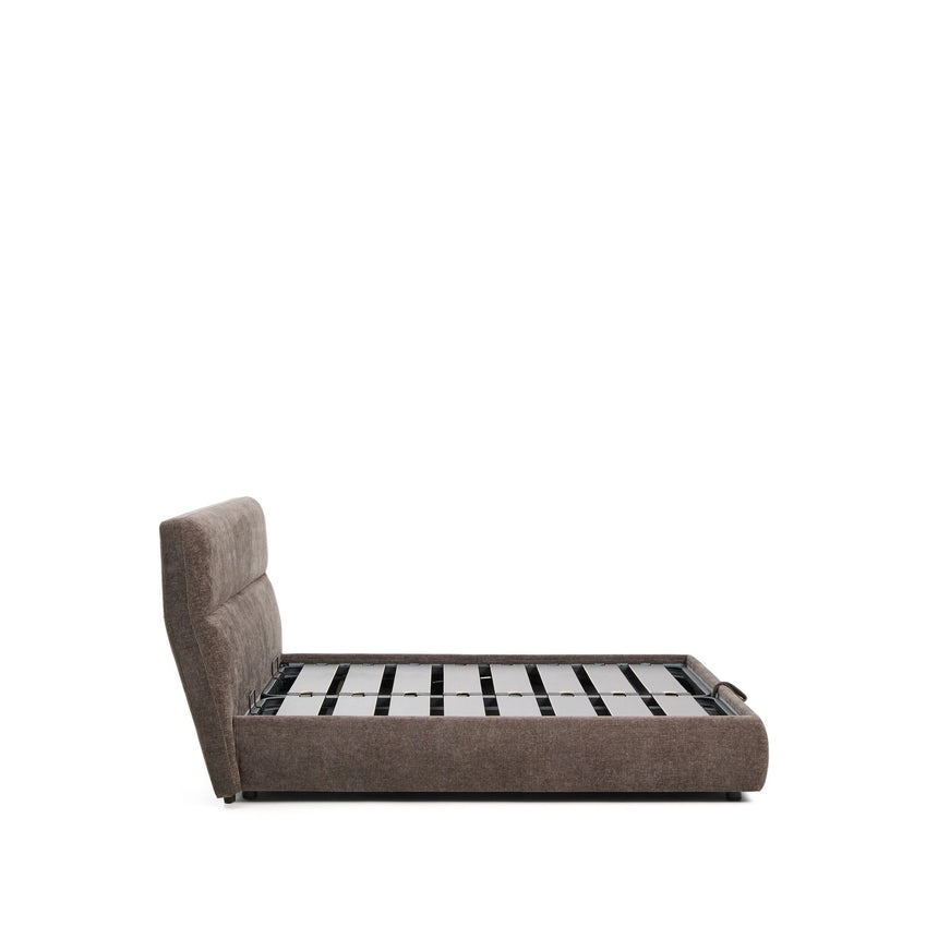 Abziehbares Bett Dafra aus dunkelbrauner Chenille mit Klappbettkasten für eine Matratze von 180 x 200 cm von Kave Home – Bild 8