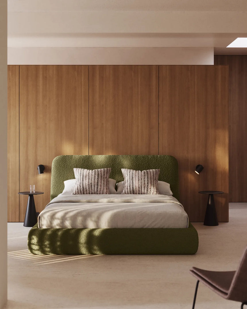 Abziehbares Bett Martina mit dunkelgrünem Lammfellimitat für Matratzengröße 160 x 200 cm, FSC Mix Credit von Kave Home – Bild 2