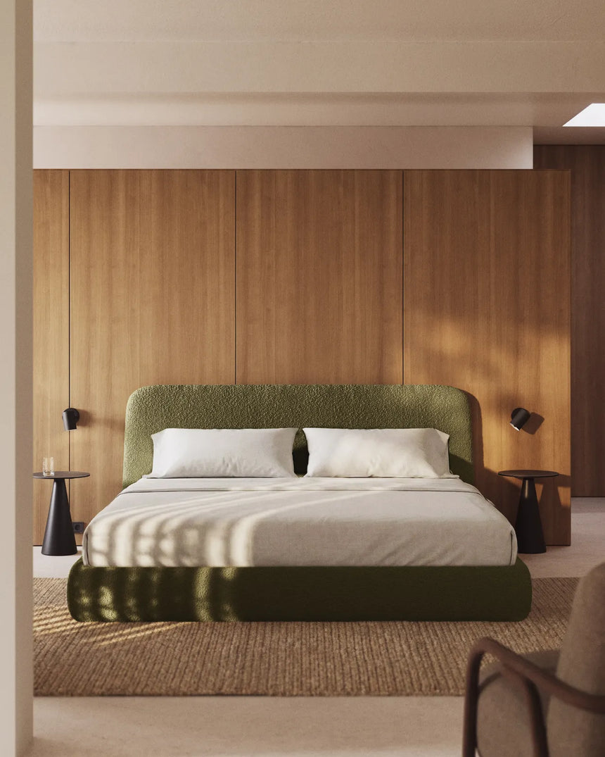 Abziehbares Bett Martina mit dunkelgrünem Lammfellimitat für Matratzengröße 180 x 200 cm, FSC Mix Credit von Kave Home – Bild 2