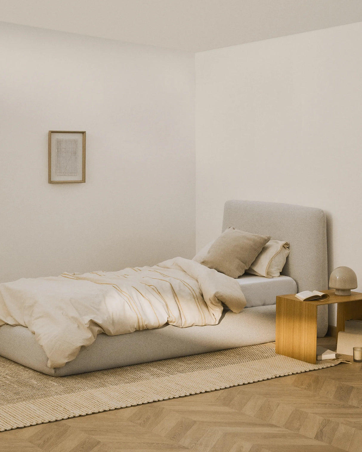 Abziehbares Bett Martina mit ecrufarbener Chenille für Matratzengröße 90 x 200 cm von Kave Home – Produktbild 2