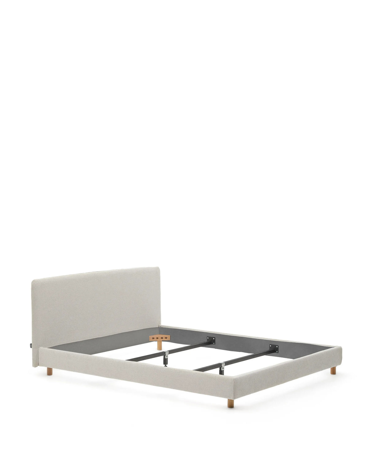 Abziehbares Bett Valma aus perlfarbener Chenille mit Beinen aus massivem Buchenholz für Matratze von 160 x 200 cm von Kave Home – Produktbild 10