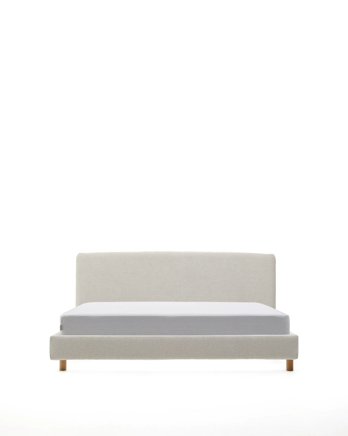 Abziehbares Bett Valma aus perlfarbener Chenille mit Beinen aus massivem Buchenholz für Matratze von 160 x 200 cm von Kave Home – Produktbild 9