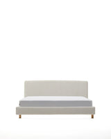 Abziehbares Bett Valma aus perlfarbener Chenille mit Beinen aus massivem Buchenholz für Matratze von 160 x 200 cm von Kave Home – Produktbild 9