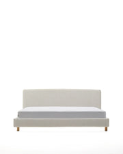 Abziehbares Bett Valma aus perlfarbener Chenille mit Beinen aus massivem Buchenholz für Matratze von 180 x 200 cm von Kave Home – Produktbild 9