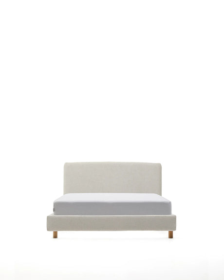 Abziehbares Bett Valma aus perlfarbener Chenille mit Beinen aus massivem Buchenholz für Matratze von 90 x 200 cm von Kave Home – Produktbild 8