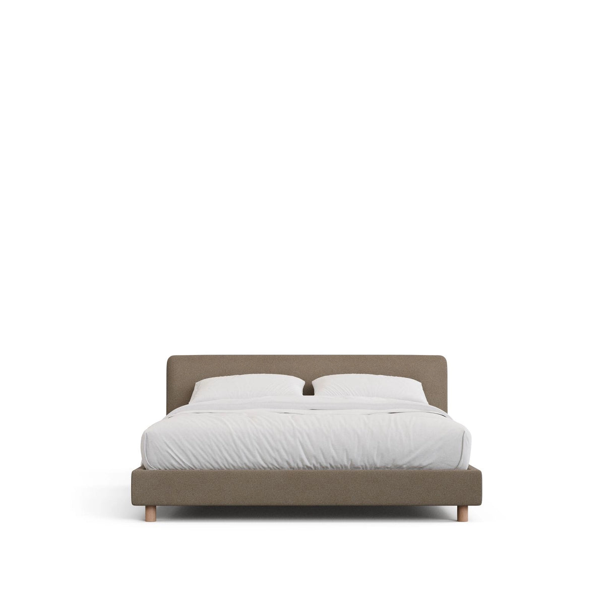 Abziehbares Bett Valma mit brauner Chenille und Beinen aus massivem Buchenholz für Matratzengröße 160 x 200 cm von Kave Home – Bild 1