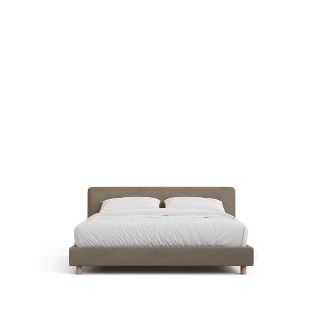 Abziehbares Bett Valma mit brauner Chenille und Beinen aus massivem Buchenholz für Matratzengröße 160 x 200 cm von Kave Home – Bild 1