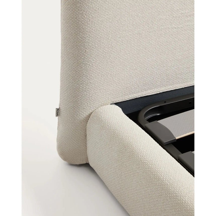 Abziehbares Bett mit aufklappbarem Bettkasten Martina in ecrufarbener Chenille für Matratzengröße 160 x 200 cm von Kave Home – Bild 11