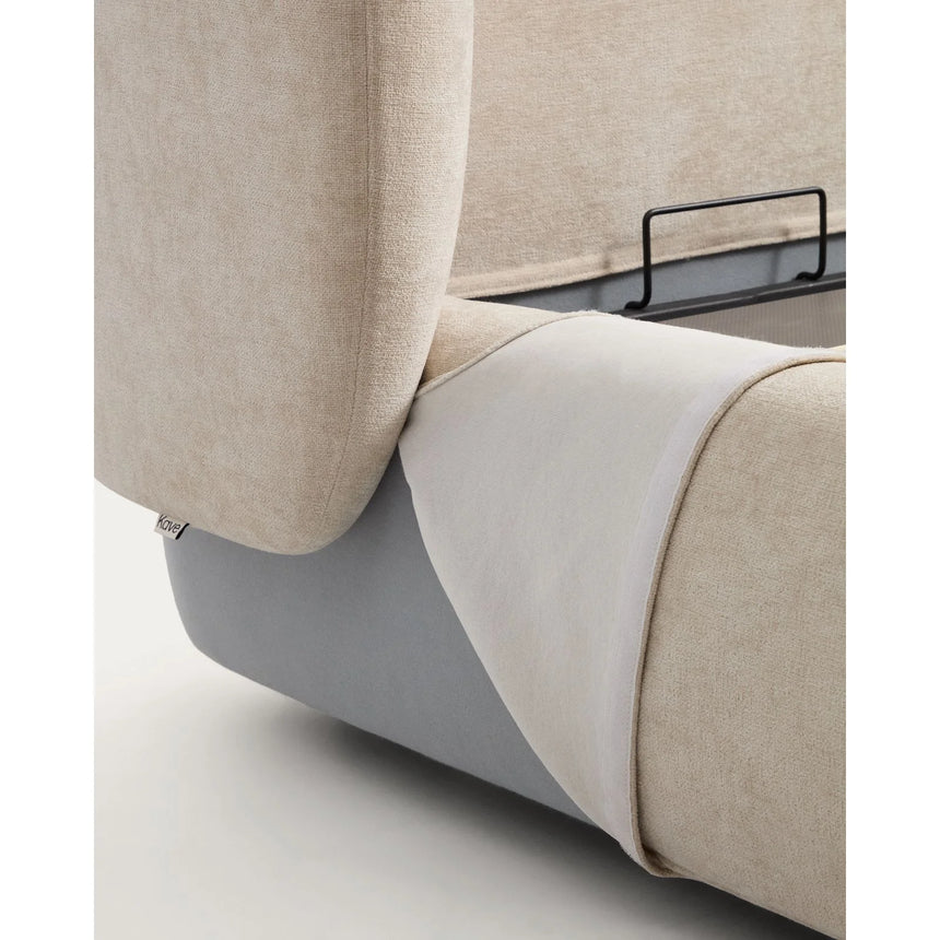 Abziehbares Bett mit aufklappbarem Bettkasten Nerla aus beiger Chenille, für Matratzen von 160 x 200 cm von Kave Home – Bild 13