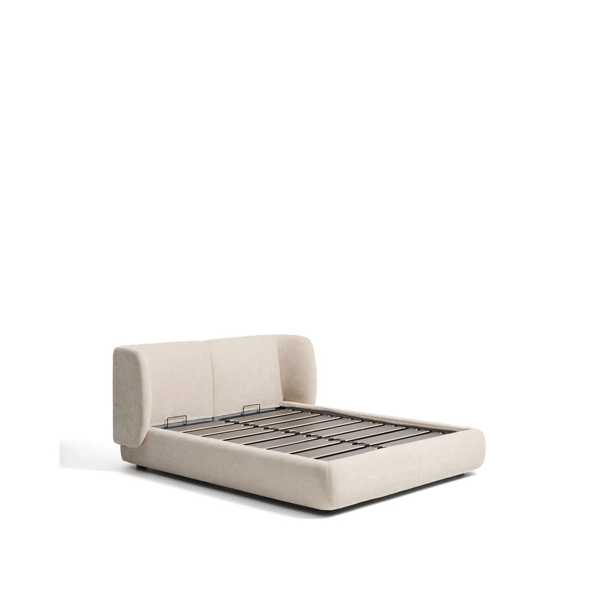 Abziehbares Bett mit aufklappbarem Bettkasten Nerla aus beiger Chenille, für Matratzen von 160 x 200 cm von Kave Home – Bild 5