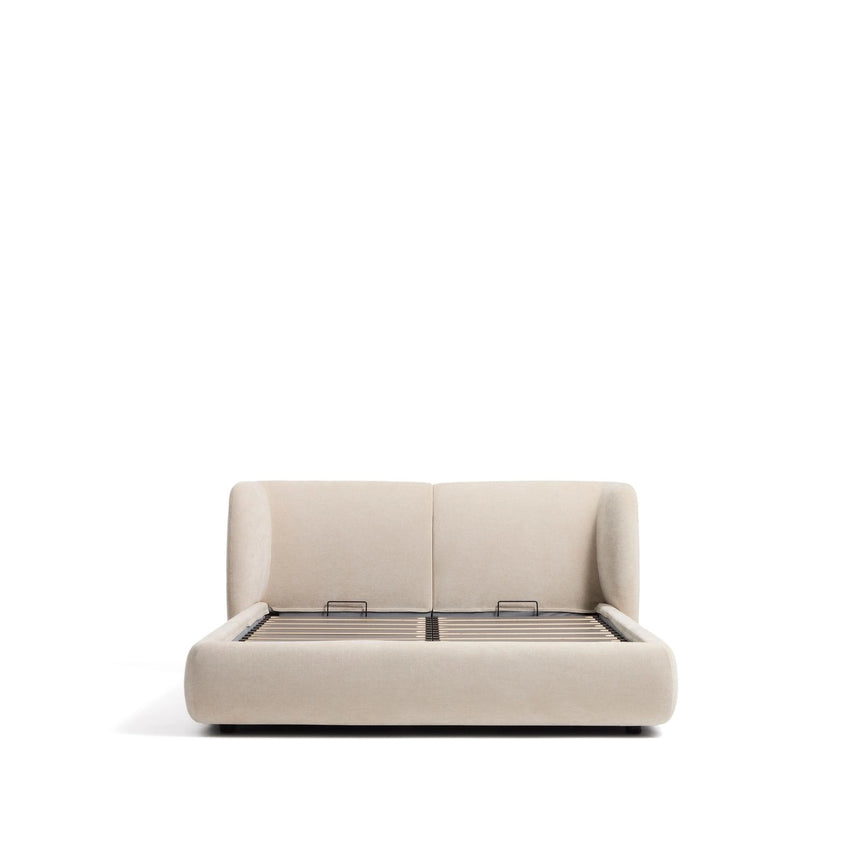 Abziehbares Bett mit aufklappbarem Bettkasten Nerla aus beiger Chenille, für Matratzen von 160 x 200 cm von Kave Home – Bild 7