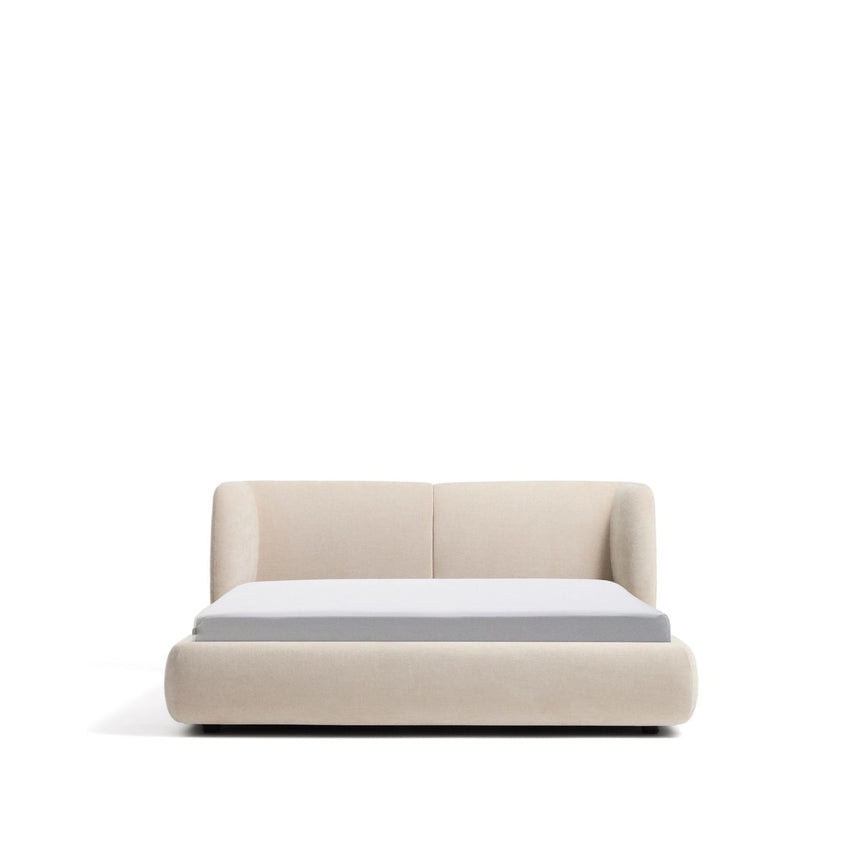 Abziehbares Bett mit aufklappbarem Bettkasten Nerla aus beiger Chenille für Matratzen von 180 x 200 cm von Kave Home – Bild 1