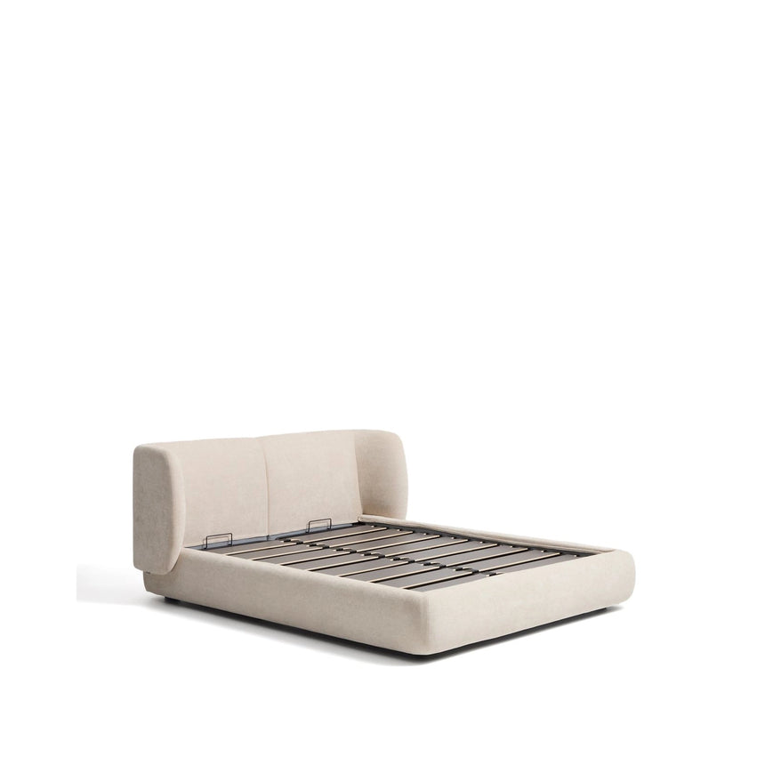 Abziehbares Bett mit aufklappbarem Bettkasten Nerla aus beiger Chenille für Matratzen von 180 x 200 cm von Kave Home – Bild 4
