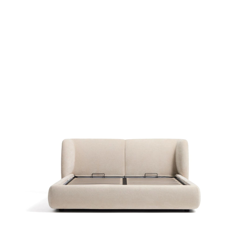 Abziehbares Bett mit aufklappbarem Bettkasten Nerla aus beiger Chenille für Matratzen von 180 x 200 cm von Kave Home – Bild 7
