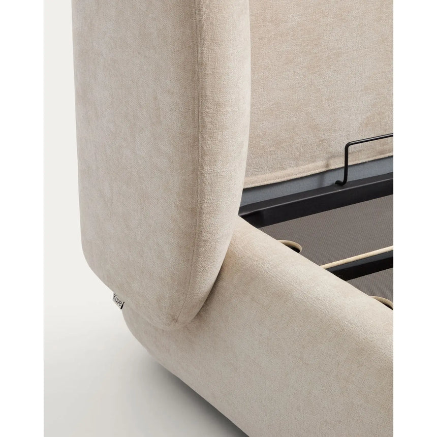 Abziehbares Bett mit aufklappbarem Bettkasten Nerla aus beiger Chenille für Matratzen von 180 x 200 cm von Kave Home – Bild 9