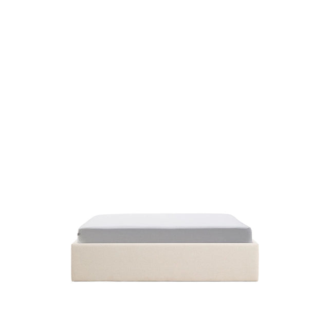 Abziehbares, aufklappbares Bett mit Stauraum Nelzi für Matratzengröße 150 x 200 cm in ecrufarbener Chenille, 100 % FSC von Kave Home – Produktbild 1