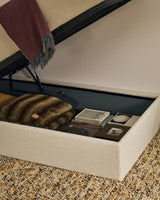 Abziehbares, aufklappbares Bett mit Stauraum Nelzi für Matratzengröße 90 x 200 cm in ecrufarbener Chenille, 100 % FSC von Kave Home – Produktbild 3