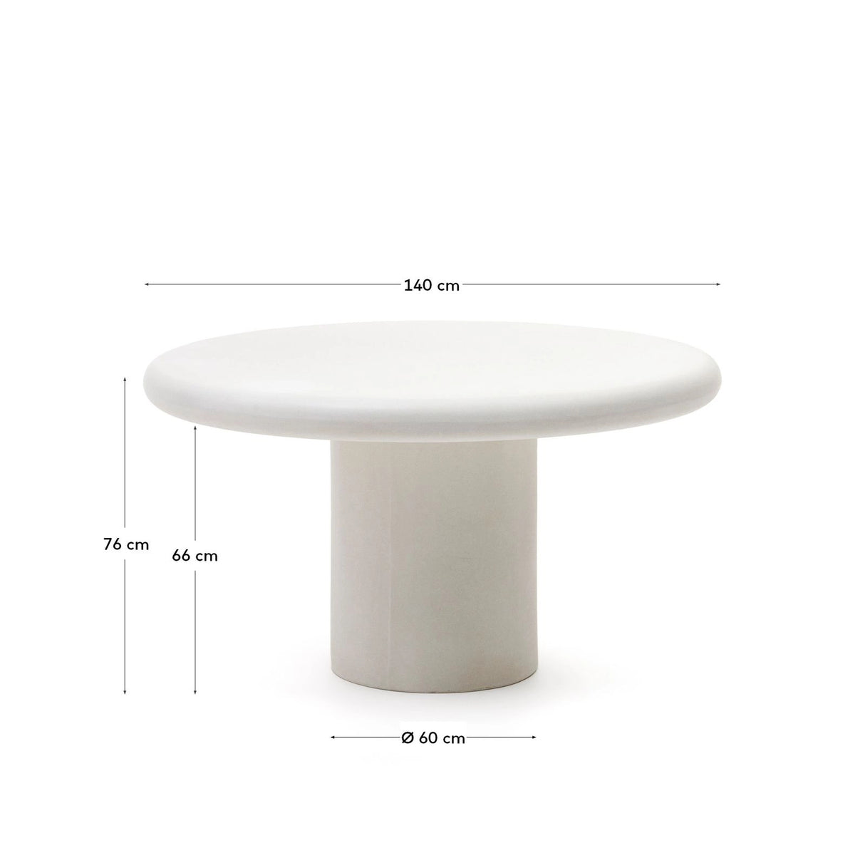 Addaia Tisch rund aus weißem Zement Ø 140 cm von Kave Home – Bild 4