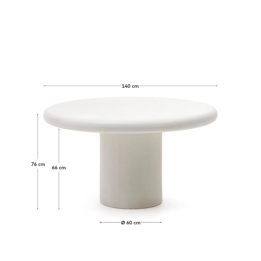 Addaia Tisch rund aus weißem Zement Ø 140 cm von Kave Home – Bild 4