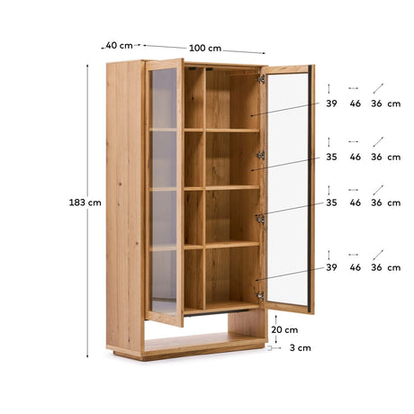 Alguema Vitrine aus Eichenfurnier mit natürlichem Finish 100 x 185 cm von Kave Home – Bild 3