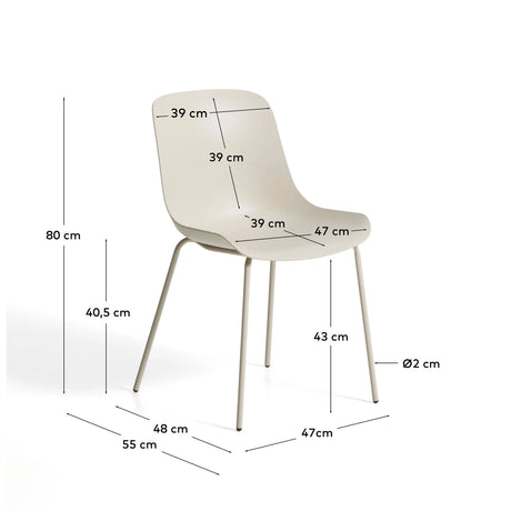 Altea beiger Stuhl mit beige lackierten Stahlbeinen von Kave Home – Bild 2