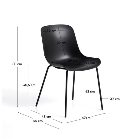 Altea schwarzer Stuhl mit Stahlbeinen von Kave Home – Bild 2